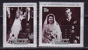 Аитутаки, 1972, Королевская свадьба, Серебряный юбилей, 2 марки